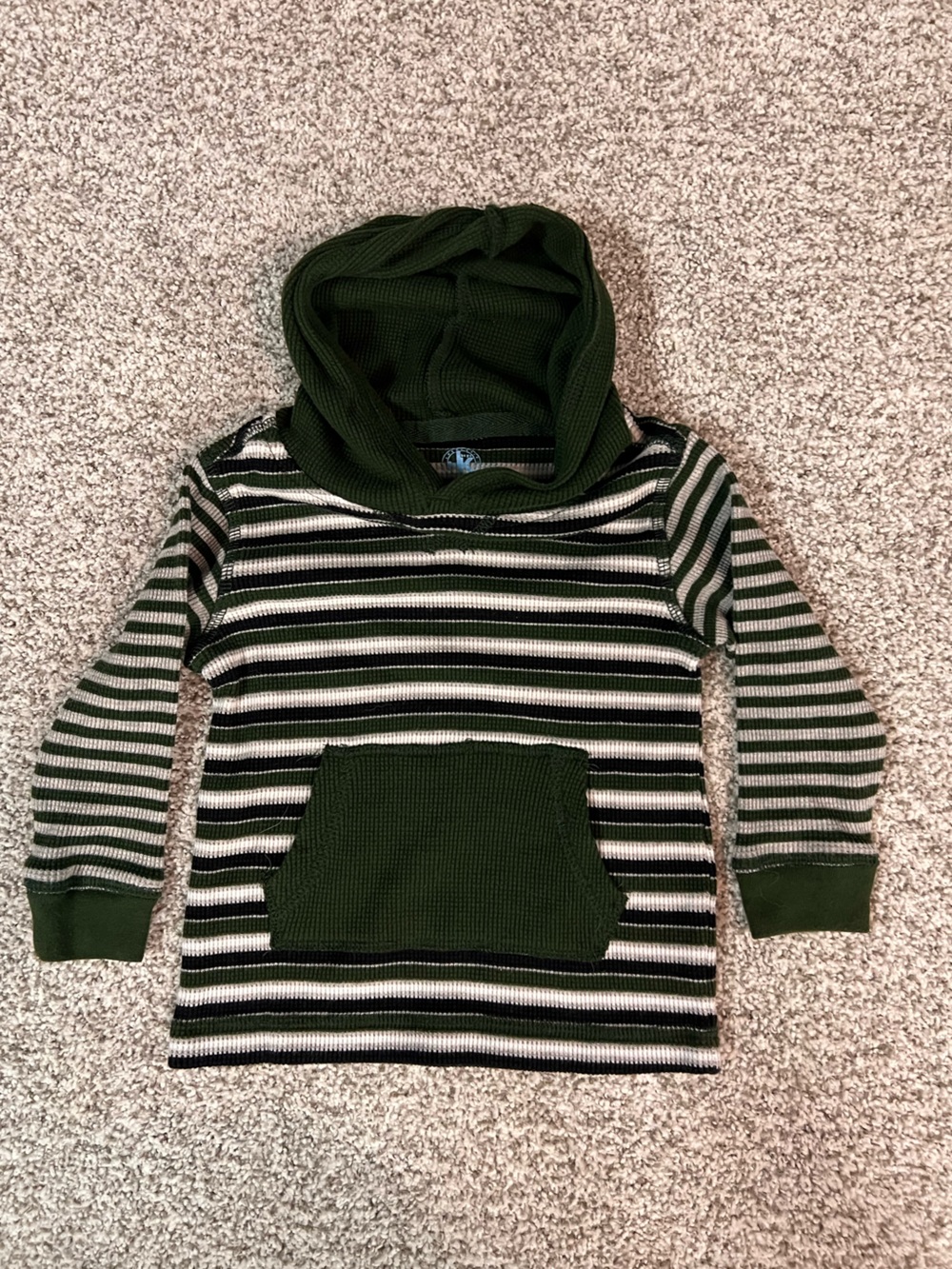 Kid’s Green Striped Hooded Sweater